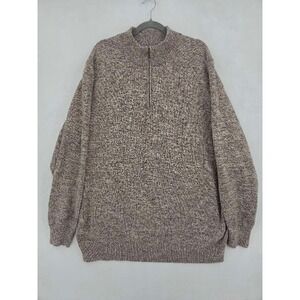 Oak Hill Mens 3XLT Brown Marled 100% Cotton Quarter Zip Pullover Sweater Tall